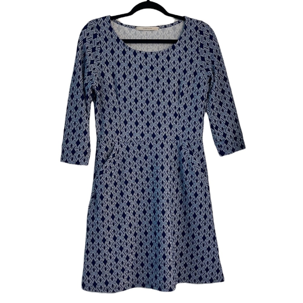 *LAST CALL* 41 Hawthorn navy geometrical 3/4 sleeve dress size Medium